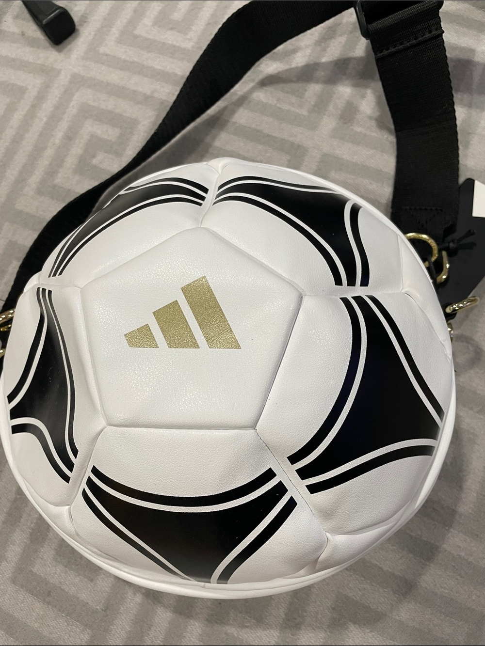 adidas White Black and Gold Soccer Ball Shoulder Bag